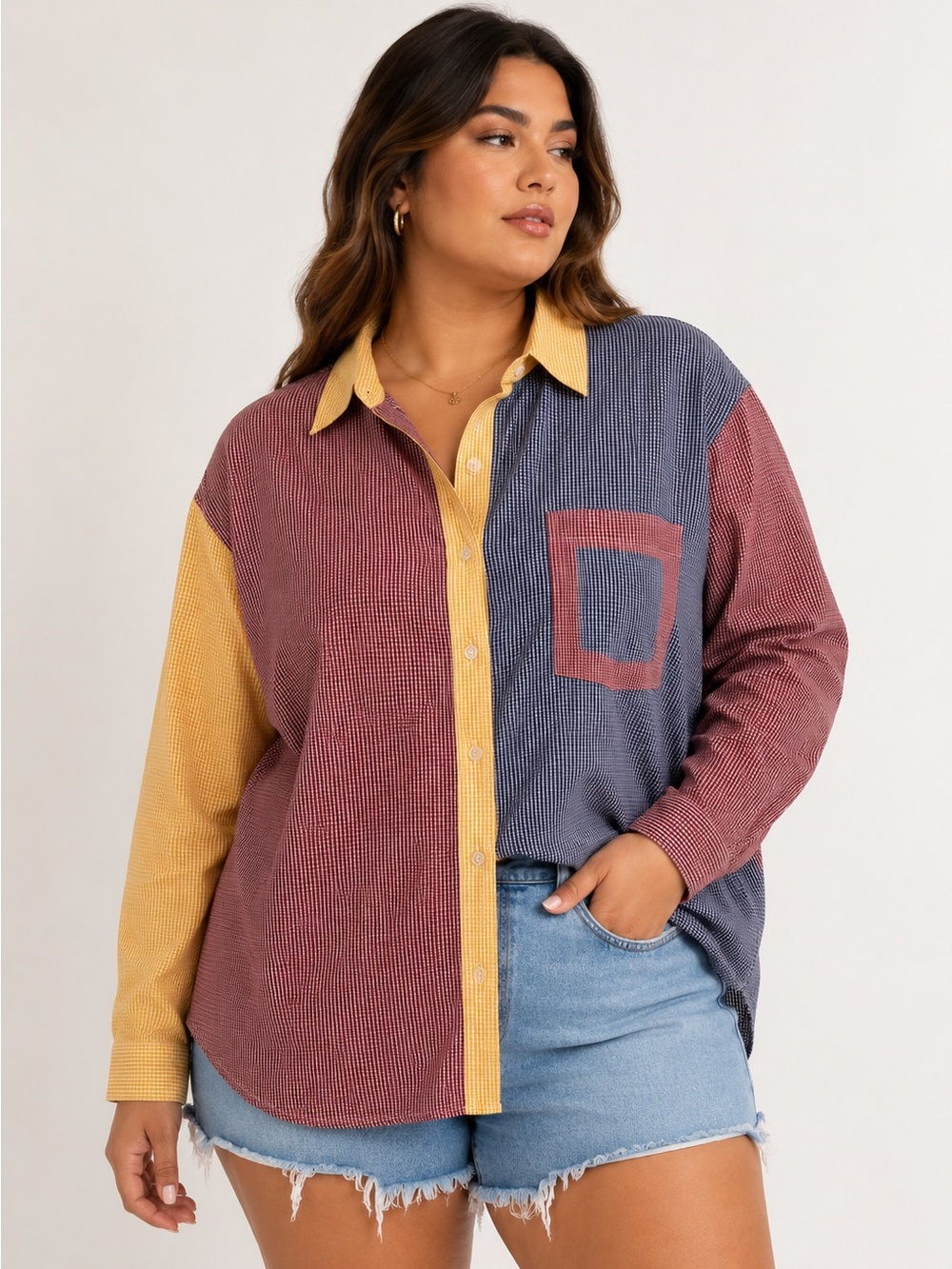 Vintage Brooks Brothers Colorblock Checkered Button-Down Shirt size Large